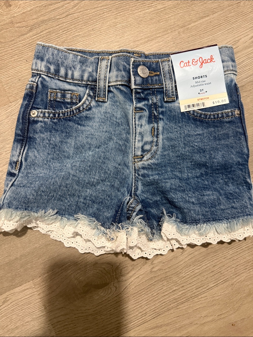 Cat & Jack Denim Shorts with White Lace Trim